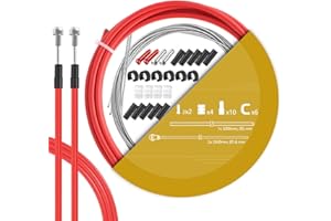 TAPKUA Kit de Cable de Freno de Bicicleta, 2500mm Cable de Freno de Bicicleta de Carretera y Funda de Cable de 3M (Rojo)