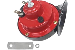 DOUKESH 12V Cuerno de Aire de Caracol Claxon Coche Bocina Coche 115dB Claxon Moto Impermeable con Soporte Cuerno de Caracol Universal para Camion y Barco (Rojo)