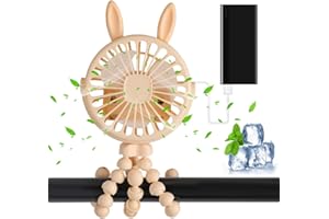 Gohytal Kinderwagen Ventilator, Kinderwagenlüfter mit Fexiblem Stativ, Tragbarer Ventilator mit 3 Geschwindigkeiten/360°Drehung, Leise Kinderwagenlüfter für Büro, Autositz, Camping und Bibliothek
