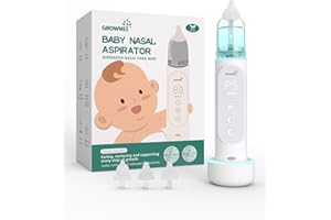 GROWNSY Nasal Aspirator for Baby, Upgraded 5 Suction Levels Baby Nose Sucker, IPX7 Waterproof Electric Nose Suction for Baby, Booger Sucker for Toddlers with Automatic Cleaning &Music &Light Functions
