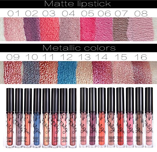 Demarcation Lip Gloss Beauty Waterproof Liquid Lipstick Lip Gloss Durable Long Lasting Matte 16PCS Kombination