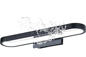 Lightsjoy Bathroom Wall Lights 10W Black Mirror Wall Lamps with Switch Picture Lights Bathroom Mirror Light IP44 Waterproof LED Light Above Bathroom Mirror for Makeup 6000K Cool White