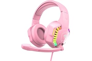 HOOPOND RGB Gaming Headset, 5.1 Channel Stereo Surround Sound, 3.5mm Wired LED Over-Ear Comfort Headphone with Noise Cancelling Mic & In-line Volume Control for PC Xbox One PS4 Laptop Mac Smart Phone (Pink)