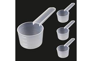 DEEPTON Messlöffel, 4 Stück Dosierlöffel Transparent Mit Skala 10ml, 20ml,30ml, 40ml Waagen, Waschmittel Dosierhilfe, Dosier-Löffel 40ml für Waschpulver Protein Pulver