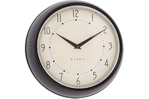PLINT Retro Wall Clock Silent Non-Ticking Decorative Black Color Wall Clock, Retro Style Wall Decoration for Kitchen Living Room Home, Office, School, Easy to Read Large Numbers
