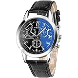 Toamen Luxury Fashion Faux Leather Mens Ray Glass Quartz Analog Watches