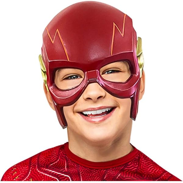 Costume Flash Per Bambini DC Comics - Tuta Con Muscoli E Maschera, Taglia M (5-7 Anni)