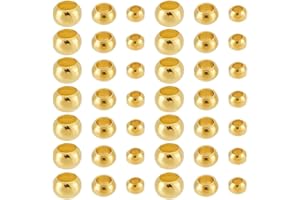 PH PandaHall 1800 Pcs Perles Dorées Perle à écraser en Laiton Perle 3 Tailles 2mm/ 2.5mm/ 3mm Bracelets de Perles pour la Fabrication de Bijoux Collier Bracelet Boucles d'oreilles Fête