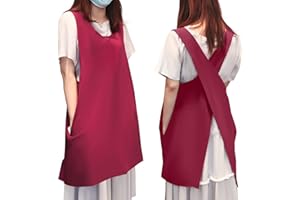 YushengTai Grembiuli Stile Giapponese, Grembiule Lino Di Cotone, Grembiule Con Tasche, Grembiule Con Cinturino a Forma Di X, Ideale Per Cucinare e Barbecue, Giardinaggio, Tempo Libero,ecc