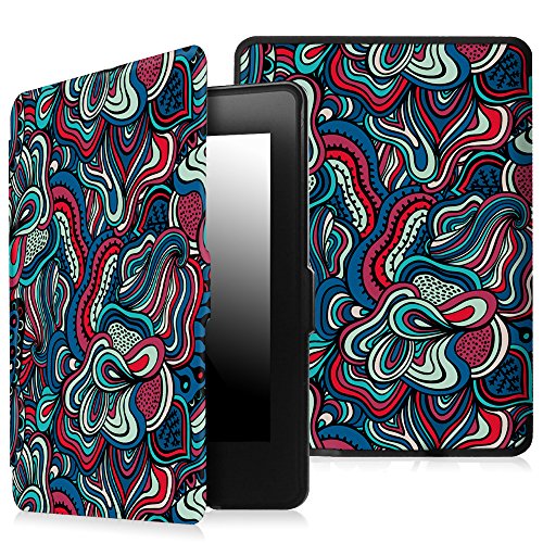 Fintie Kindle Paperwhite Hülle - Die dünnste und leichteste Smartshell Case Schutzhülle Tasche mit auto Sleep / Wake für den neuen Kindle Paperwhite 2015 (mit 300 ppi-Display, 6 Zoll, und integrierter Beleuchtung) und alle Modelle von 2012, 2013, 2014, Magische Pilze