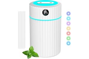 HAUTIK Humidificador Doble Spay con Pantalla LED, Humidificador Bebes Ultrasónico Silencioso de 1,8L con Luz de 7 Colores, Humidifier Dormitorio con 10 Mechas, Dhumificadores Dura 36H para 40 ㎡