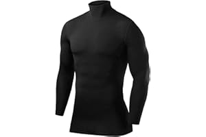 PowerLayer Kompressionsshirt Herren - Compression Shirt Funktionssshirt Langarm - Laufshirt Herren - Mock Neck Sportshirt - Longsleeve Oberteil Unterziehshirt