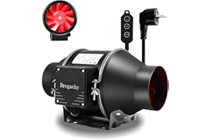 Brogachy 100mm Ventilador de Extracción Ajustable Con Trifásico EC Motor,Ventilador Extractor de Aire 365m³/h Flujo de Aire, Bajo Nivel de Ruido Para Baño, Booster, Tienda de cultivo, Garage, Cucina.…