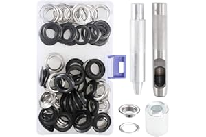 MaYuLa 14mm Eyelet Punch Kit 103Pcs Grommets Kit Large Eyelet and Punch Tarpaulin Eyelet Kit with Grommet Setting Tool for Canvas Tent Awning Fabric Leather Belt Crafts Making (Black&Sliver)