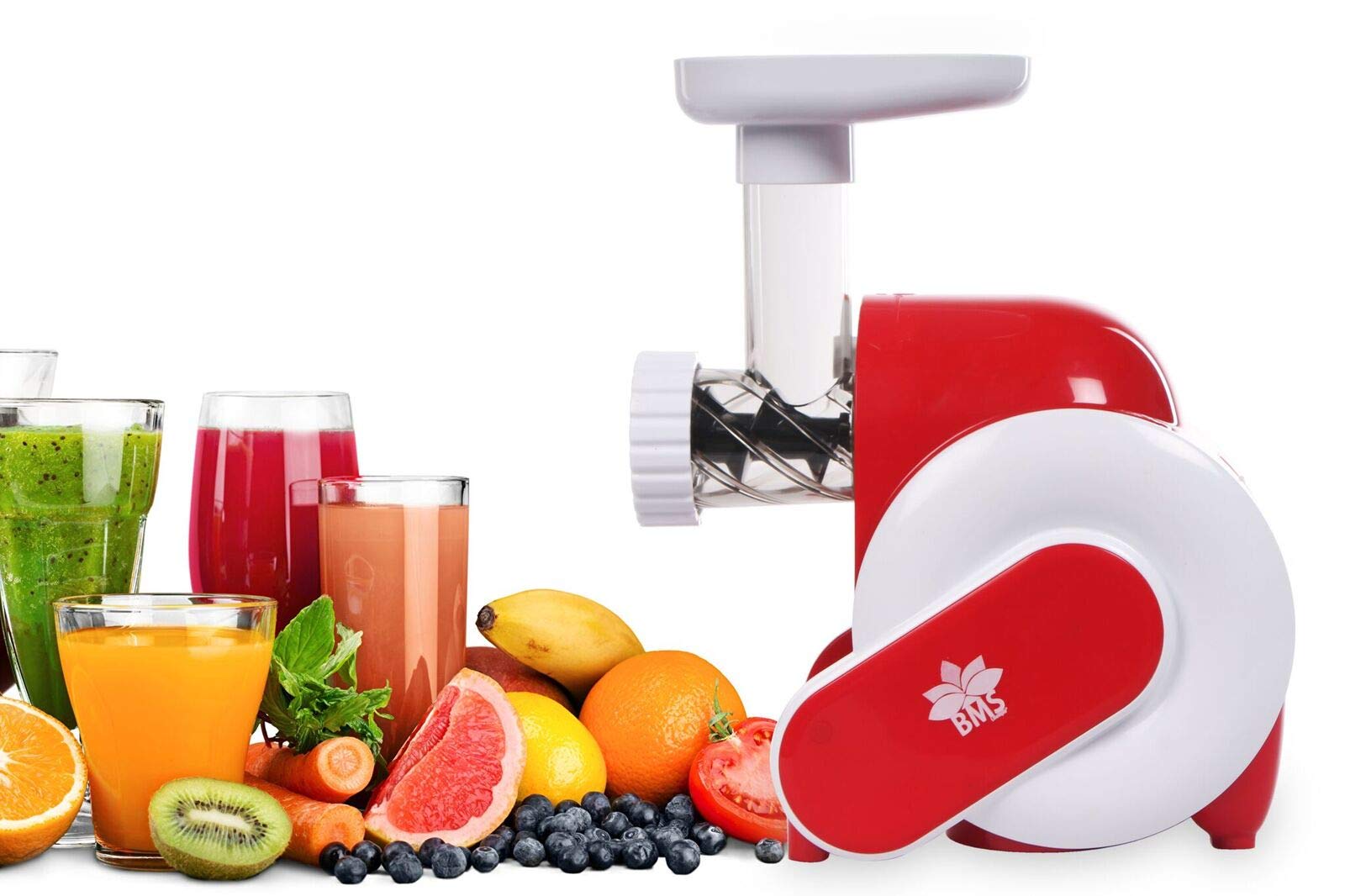 BMS LIFESTYLE Slow Masticating Juicer Extractor Compact Cold Press Juicer Machine with Portable Handle