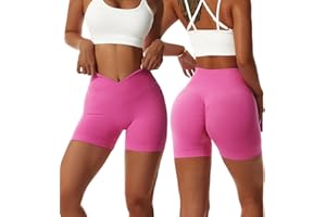 Arkim Legging Court Femme de V Taille Short Sport Cycliste Femme Anti Frottement Cuisse Legging Sport Femme Short Running Fitness Yoga Court Femme
