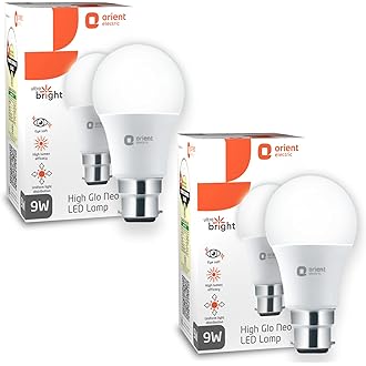Orient Electric 9W High Glow LED bulb| 180-degree wide beam angle| Voltage surge protection up to 4 kV| 6500K, Cool White| B22d base| Made in India| P