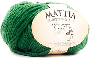 TRICOT CAFE' Tricot Cafè - Gomitolo di Filato in Pura Lana Merinos Extrafine e Irrestringibile, Made in Italy - Mattia, Ideale per Uncinetto e Ferri 3,5-4 – Morbidi Gomitoli 50g (125m)(Verde 19, 1 Pezzo)
