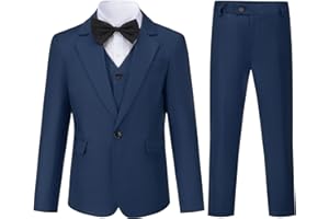 Sliktaa Jungen 3 Stück Anzüge EIN Knopf Revers Kragen Anzüge Hochzeit Geburtstag Party Prom Performance Anzug Blazer Weste Hose Multicolour