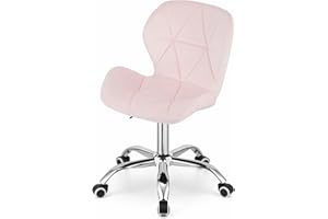 NMK HOME Silla Escritorio - Silla de Oficina con Altura Ajustable - Terciopelo Cadeira Escritorio con Tapizado Geométrico y pie Cromado