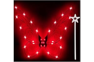 Tanganan Light up Fairy Wings Butterfly Wings for Adult Girls,LED Fairy Wing Sparkle Angel Wings for Women Halloween Cosplay Costume Angel Wings Dress Up