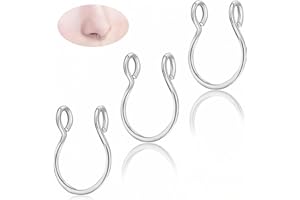 AzureRay Fake Nasenring Silber, Septum Piercing Silber 3er Set, Chirurgenstahl Faux Nose Ring, Clip auf Piercing ohne Stechen, Körperschmuck für Damen & Herren