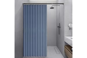 Momooda Cortina Ducha Plegable Resistente, Cortina de Ducha de Lino antimoho con imán a Prueba de Salpicaduras, Cierre rápido, BLU, 150x200cm