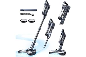 ‎MIUZZY MIUZZY 30000Pa Akku-Staubsauger, Staubsauger Kabellos mit 50 Min. Laufzeit, Freistehend, Anti-verheddernd, Leicht und Leistungsstark Staubsauger für Hartböden, Teppiche und Tierhaare, Schwarz