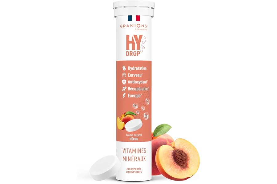 Electrolytes Hydratation - Granions Hydrop Peche - Sans Sucres - 20 Cps | Rehydrate rapidement, apporte vitamines et mineraux