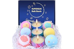 SUPERSUN 6 Bath Bombs Gift Set: 3 Scented Candles Sets, Perfect for Bubble and SPA, Best Gifts Ideas for Women Christmas Birthday Girls Her Valentines Day Mum Mothers Teenage Friends