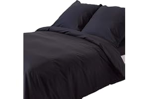 Homescapes 2-teiliges Perkal-Bettwäsche-Set schwarz aus 100% ägyptischer Baumwolle, 1 Bettbezug 155x220 cm & 1 Kissenbezug 80x80 cm