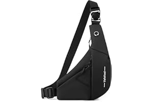 FOLOVEYA Mochila Cruzada Hombre Ligero Sling Bag Bolsos de Hombro Bolso Bandolera Pequeño Antirobo Bolso de Pecho Viaje Deporte Ciclismo Impermeable Poliéster Crossbody Bolsa Negro Hombro Izquierdo