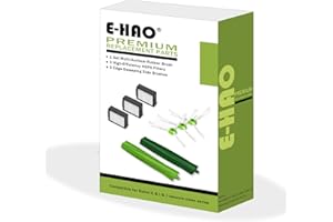 E-HAO Pièces d'accessoires de rechange pour aspirateur iRobot Roomba i1+/i2+/i3+/i4+/i5+/i6+/i7+/i8+/j5+/j6+/j7+/j8+/j9+/e5/e6, 1 jeu de brosses en caoutchouc, 3 filtres et 3 brosses latérales