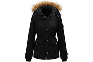 heekpek Abrigo Mujer Invierno Parka Impermeable Cortaviento Abrigo de Invierno Cálido Chaqueta Larga Mujer con Capucha Desmontable y Múltiples Bolsillos