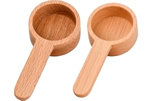 Wisebom 2 sztuki drewnianych łyżek do dozowania kawy, łyżeczki do kawy z drewna bukowego do mąki/liści herbaty/ziaren kawy/słodyczy/przypraw – 1 łyżka stołowa, 20 ml/8 g (buk)
