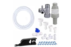 VRLEKAM 15 m Water Inlet Pipe Universal Connection Set, 1/4 Inch Hose 6.35 mm with Device Protection for Fridge Hose, Water Hose