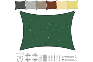 Sichtschutz Sonnensegel Wasserdicht Rechteckig 1x6m aus PES-Polyester 95% UV-Schutz Witterungsbeständig Reißfest in Vielen Größen und Farben mit Befestigungsset für Terrasse Garten Balkon-Grün