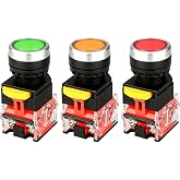 Gebildet 3pcs 22mm Momentary Push Button Switches 10A 12V-24V-48V-110V-230V-380V 1NO 1NC DPST Push Button Switches LA38-11BN