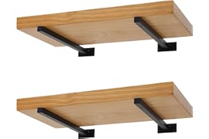 IHOMEPARK Wytrzymałe, pływające wsporniki do półek, 40 cm, czarne, przemysłowe metalowe wsporniki regałowe, montaż na ścianie, ukryte okucia, do samodzielnego montażu lub na zamówienie, regał ścienny, 4 sztuki