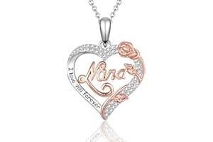 VOSAP Gifts for Mum Daughter Nana, S925 Sterling Silver Chain Rose Flower Necklace Jewellery, Perfect Christmas Mother’s Day Birthday Gift