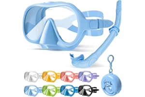 HINATAA Gafas de Buceo para Adultos, Macaron Colores Frameless Gafas y Tubo de Snorkel Set, Vista Ultra Amplia Templado Lente Antifugas Gafas Buceo Set para Snorkel y Buceo