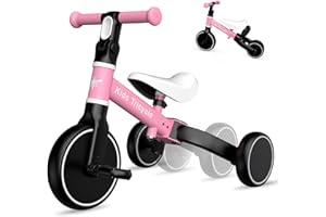 XIAPIA Triciclo per Bambini 1 2 3 4 Anni, Bici Senza Pedali Triciclo con Pedali da Rimovibile 3 in 1, Giochi per Maschio Bambina Tricicli Biciclettata, Regali di Natale o di Compleanno per Bambino