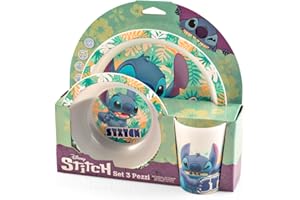 Lulabi-Stitch Hawaii, set pappa, 3 pezzi, in polipropilene, BPA FREE, colorato, lavabile in lavastoviglie, adatto al microonde