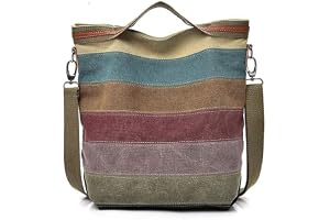 Kvinnors axelväskor kanvas hobo-handväskor flerfärgad vardaglig messengerväska topphandtag tygväska crossbody-väskor, rand, en storlek, Rand, One Size