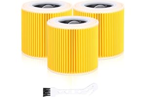 Zawaer Filtre à Cartouche, 3 PCS Filtre Aspirateur Pour Karcher, Filtres Cylindriques, Pour Kärcher WD3 Premium, WD2, WD3, WD3P, MV2, MV3 - Filtre WD3 - Filtre De Rechange Pour Aspirateur Kärcher.