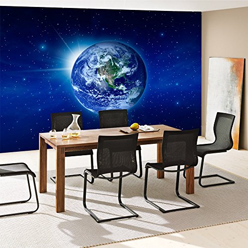 Vlies Fototapete PREMIUM PLUS Wand Foto Tapete Wand Bild Vliestapete – Erde Weltraum Planet – no. 231 Erde Weltraum Planet Blau, Größe:400x280cm Vlies - 5