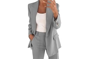 HANXIULIN - Elegante traje de negocios para mujer, de dos piezas, de cuadros, corte ajustado, con blazer, suave y agradable al tacto, uso diario