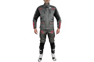 WinNet Tuta Completo Moto in Cordura Giacca e Pantalone con Protezioni Omologate C.E. impermeabile anti acqua pioggia e freddo 4 stagioni invernale ma sfoderabile in primavera estate JT RED