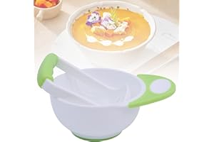 BOBETY Baby Food Mash Bowl, Baby Food Masher Set, Handmade Fruit Vegetable Food Grinding Bowl, with Non Slip Long Bowl Handle and Grinding Rod, 1 Set Food Puree Mash Bowl (Green)