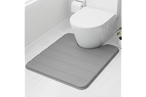 wyewye Memory Foam Toilet Mat 50x60 cm Grey - Ultra-Soft Non-Slip Bathroom Rug with Quick-Dry Technology